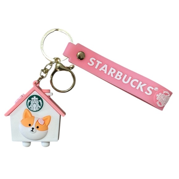 Starbucks Corgi Charm Keychain Pink Strap Gold Hardware Cute Collectible✨NWOT - Picture 2 of 11